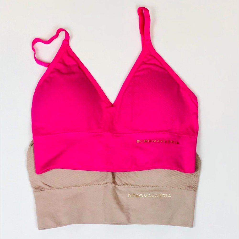 BCBG Bold Pink and Tan Women's Bralette Set (NWOT)